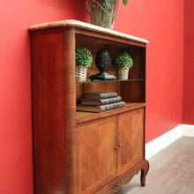 Load image into Gallery viewer, x SOLD Antique French China Cabinet, Walnut Drinks Hall Cupboard Marble Top Bookcase. B10332
