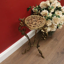 Load image into Gallery viewer, x SOLD Antique French Plant Stand, Brass Fretwork Tri-Leg Plant Holder Jardiniere Stand B10817
