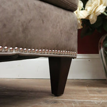 Load image into Gallery viewer, x SOLD Coco Republic Grey Leather Ottoman, Footstool, Ford Studded Ottoman Mont Wolf B11005
