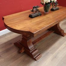 Load image into Gallery viewer, x SOLD Antique French Oak Dining Table or Twin Pedestal Kitchen Table, Stretcher Base. B11268
