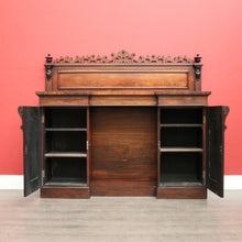 Load image into Gallery viewer, x SOLD Antique English Rosewood Sideboard Fretwork Backboard and Doors Twin Pedestals. B9851
