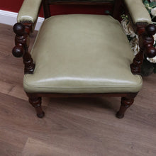 Load image into Gallery viewer, x SOLD Antique English Office Chair. Oak and Leather Hall Chair Armchair, Bedroom Chair B10673
