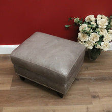 Load image into Gallery viewer, x SOLD Coco Republic Grey Leather Ottoman, Footstool, Ford Studded Ottoman Mont Wolf B11005
