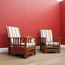 Load image into Gallery viewer, x SOLD Pair of Vintage Oak Recliner Outdoor Indoor Armchairs B10708
