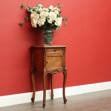 Load image into Gallery viewer, x SOLD Antique French Walnut Bedside Table, French Walnut and Marble Lamp Side Cabinet B10428
