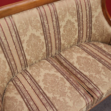 Load image into Gallery viewer, x SOLD Vintage French Settee, 2 Seat Sofa, Lounge, Vintage Hall Chair Gold and Burgundy. B10443
