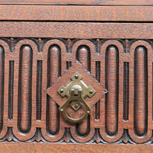 Load image into Gallery viewer, x SOLD Antique French Chest of Drawers, French Oak and Brass Carved Hall Chest Cabinet B10882
