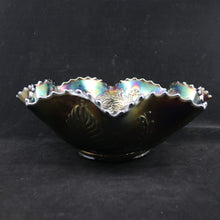 Load image into Gallery viewer, x SOLD Carnival Glass EMU, Black Amethyst Emu Bowl Australian Crown Crystal Master Bowl B11094
