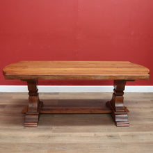 Load image into Gallery viewer, x SOLD Antique French Oak Dining Table or Twin Pedestal Kitchen Table, Stretcher Base. B11268
