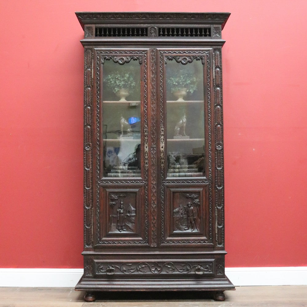 x Sold Antique Bookcase, Brittany, France Two Door Bookcase or China Display Cabinet B10454