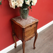 Load image into Gallery viewer, x SOLD Antique French Walnut Bedside Table, French Walnut and Marble Lamp Side Cabinet B10428
