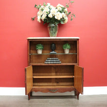 Load image into Gallery viewer, x SOLD Antique French China Cabinet, Walnut Drinks Hall Cupboard Marble Top Bookcase. B10332
