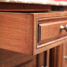 Load image into Gallery viewer, x SOLD Pair of Antique French Bedside Tables, Oak and Marble Top Lamp or Side Tables B11139
