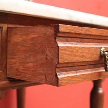 Load image into Gallery viewer, x SOLD Antique Bedside Table, French Bedside Cabinet, Lamp or Side Table. Oak, Marble B10889
