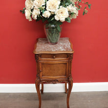 Load image into Gallery viewer, x SOLD Antique French Walnut Bedside Table, French Walnut and Marble Lamp Side Cabinet B10428
