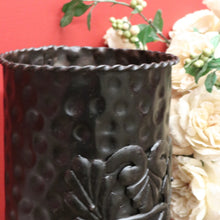 Load image into Gallery viewer, x SOLD Vintage French Umbrella Holder, Umbrella Stand, Black Tin Walking Stick Cane Bin B10813
