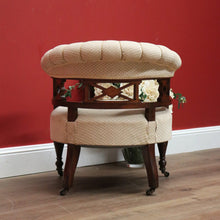 Load image into Gallery viewer, x SOLD Antique English Tub Chair, Parlour Chair, Armchair, Walnut Fabric Ladies Chair B10789
