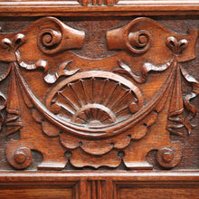 Load image into Gallery viewer, x SOLD Antique English Oak Bookcase or Display Cabinet, China Cabinet. Leather, Key B11278
