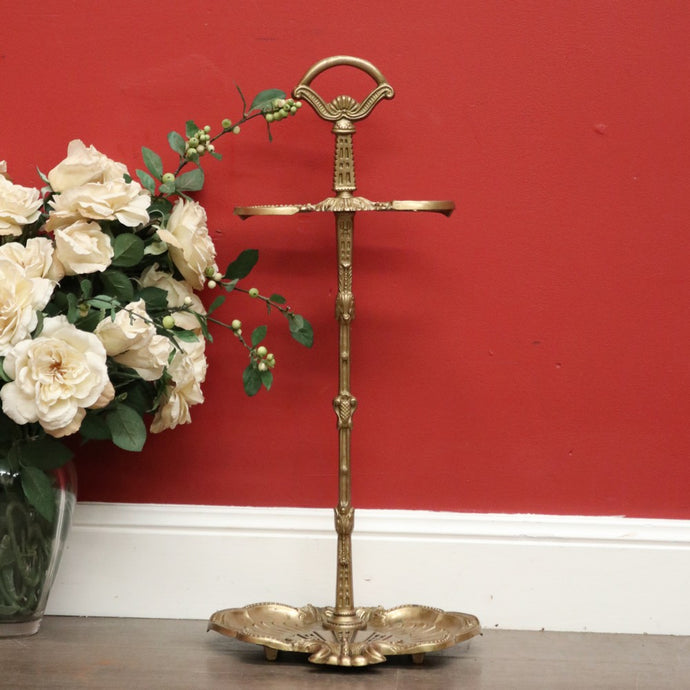 Antique French Brass Umbrella Holder with Handle, Walking Stick Holder, Art Deco B10484