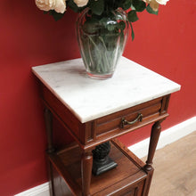 Load image into Gallery viewer, x SOLD Antique Bedside Table, French Bedside Cabinet, Lamp or Side Table. Oak, Marble B10889
