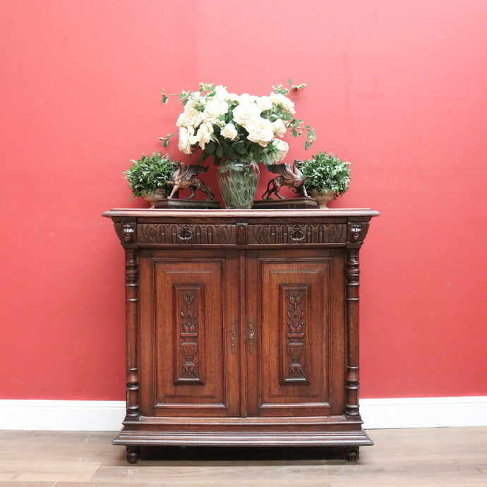 Antique French Farmhouse Oak Sideboard, Hall Cabinet, Two Drawer Drinks Cabinet B11114