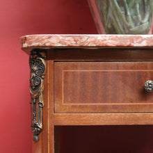 Load image into Gallery viewer, Antique French Lamp Table, French Bedside Table.  Marble, Walnut and Gilt Brass B11076
