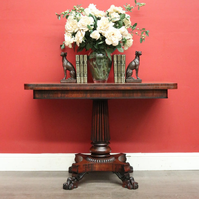 Antique English Rosewood Fold Over Breakfast Table, Games Table, Card Table