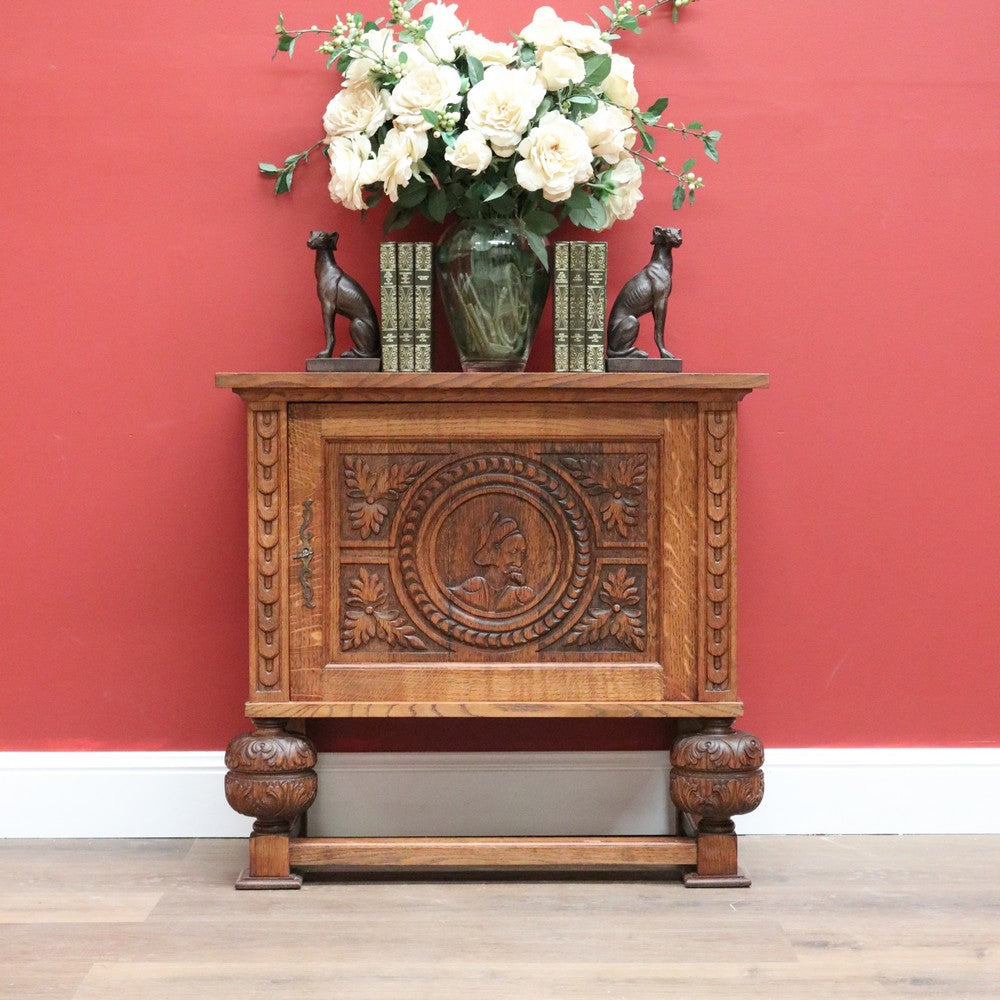Antique Dutch Hall Cabinet Sideboard, TV Unit.  Hall Cabinet Stationery Cupboard B10540
