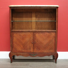 Load image into Gallery viewer, x SOLD Antique French China Cabinet, Walnut Drinks Hall Cupboard Marble Top Bookcase. B10332
