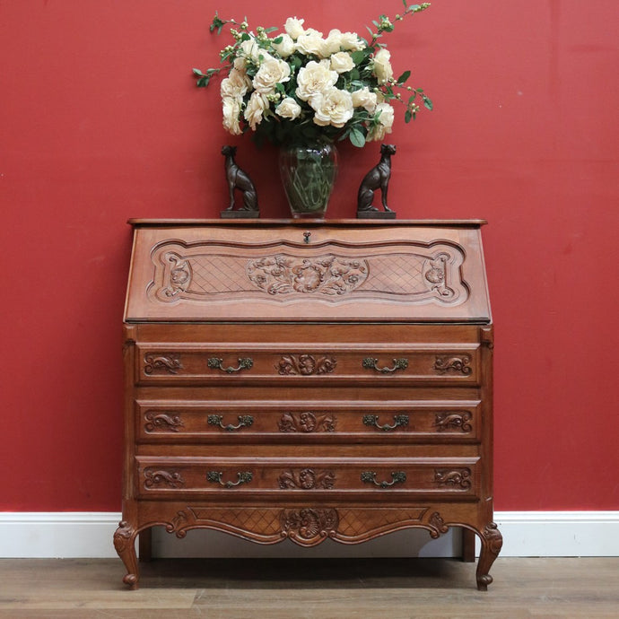 Vintage French Oak Writing Bureau, Office Desk, Desk with Drawers Below c1940 B10961