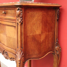 Load image into Gallery viewer, x SOLD Antique French Walnut Bedside Table, French Walnut and Marble Lamp Side Cabinet B10428
