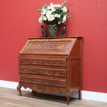 Load image into Gallery viewer, x SOLD Vintage French Oak Writing Bureau, Office Desk, Desk with Drawers Below c1940 B10961
