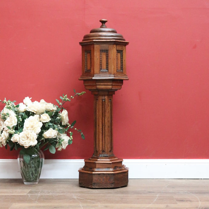 Antique French Oak Baptismal Font.  Antique French Church Gothic Baptism Font.   B11030