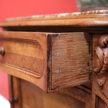 Load image into Gallery viewer, x SOLD Antique French Walnut Bedside Table, French Walnut and Marble Lamp Side Cabinet B10428
