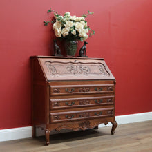 Load image into Gallery viewer, x SOLD Vintage French Oak Writing Bureau, Office Desk, Desk with Drawers Below c1940 B10961
