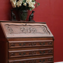 Load image into Gallery viewer, x SOLD Vintage French Oak Writing Bureau, Office Desk, Desk with Drawers Below c1940 B10961
