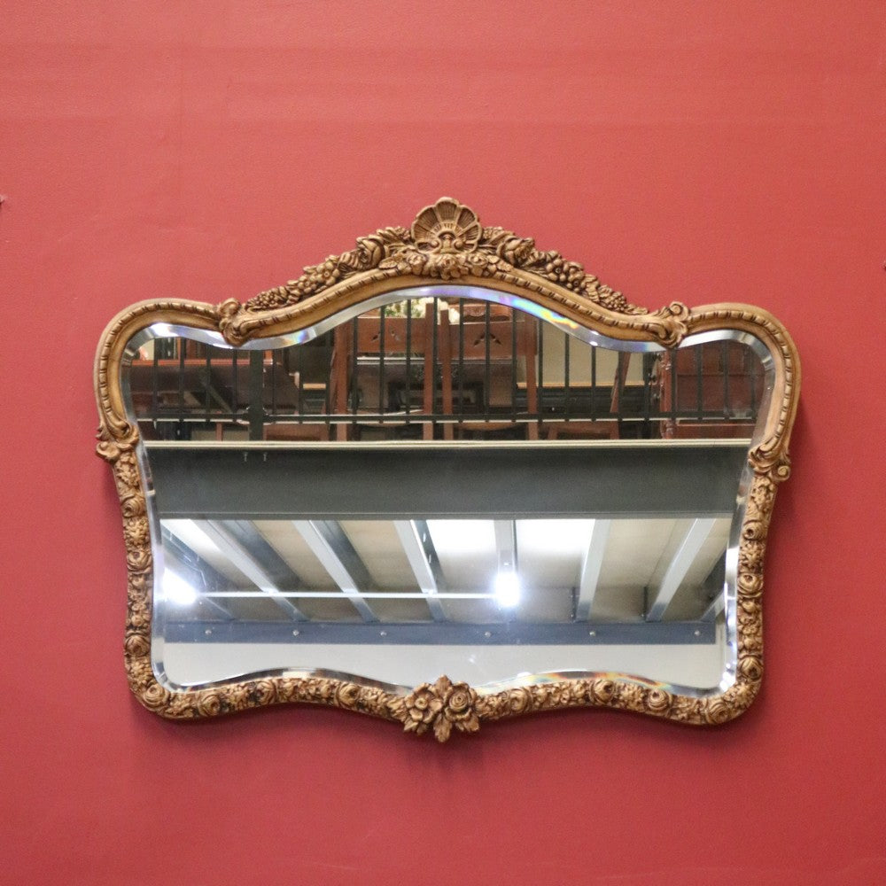 Vintage French Mirror, Gilt Frame Bevelled Edge Hall, Vanity, Living Room Mirror B10677
