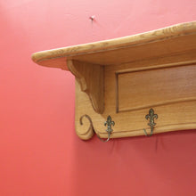 Load image into Gallery viewer, x SOLD French Oak Coat Rack Brass Fleur de Lis Hooks and Hat Display Shelf, Pot Holder B10628
