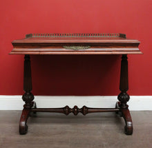 Load image into Gallery viewer, x SOLD Antique English Walnut, Leather and Brass Gallery Single Drawer Hall Table Desk Lamp Table. B8278
