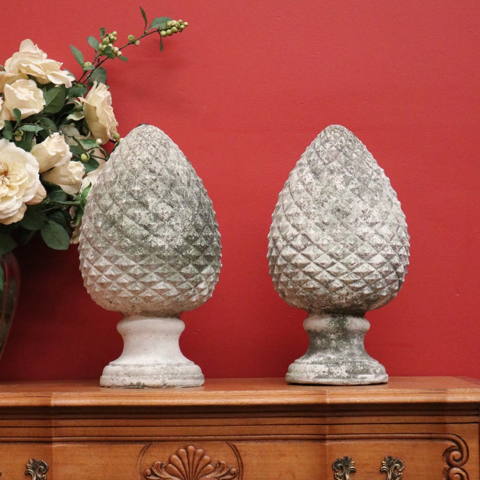 Pair of Antique French Bluestone Acorns, Garden Ornament, Large Indoor Acorns B10196