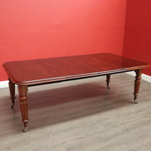 Load image into Gallery viewer, x SOLD Antique English Mahogany Dining Table, 2 Leaf Extension Kitchen Table and Winder. B9862
