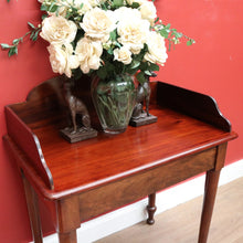 Load image into Gallery viewer, x SOLD Antique English Mahogany Shaped back Narrow Hall Wash Stand Lamp side Table or Small Desk B10716

