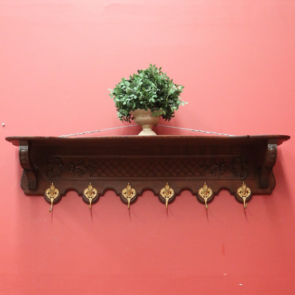 x SOLD Vintage French Coat Rack, 6 Brass Hook Umbrella, Coat, Scarf an ...