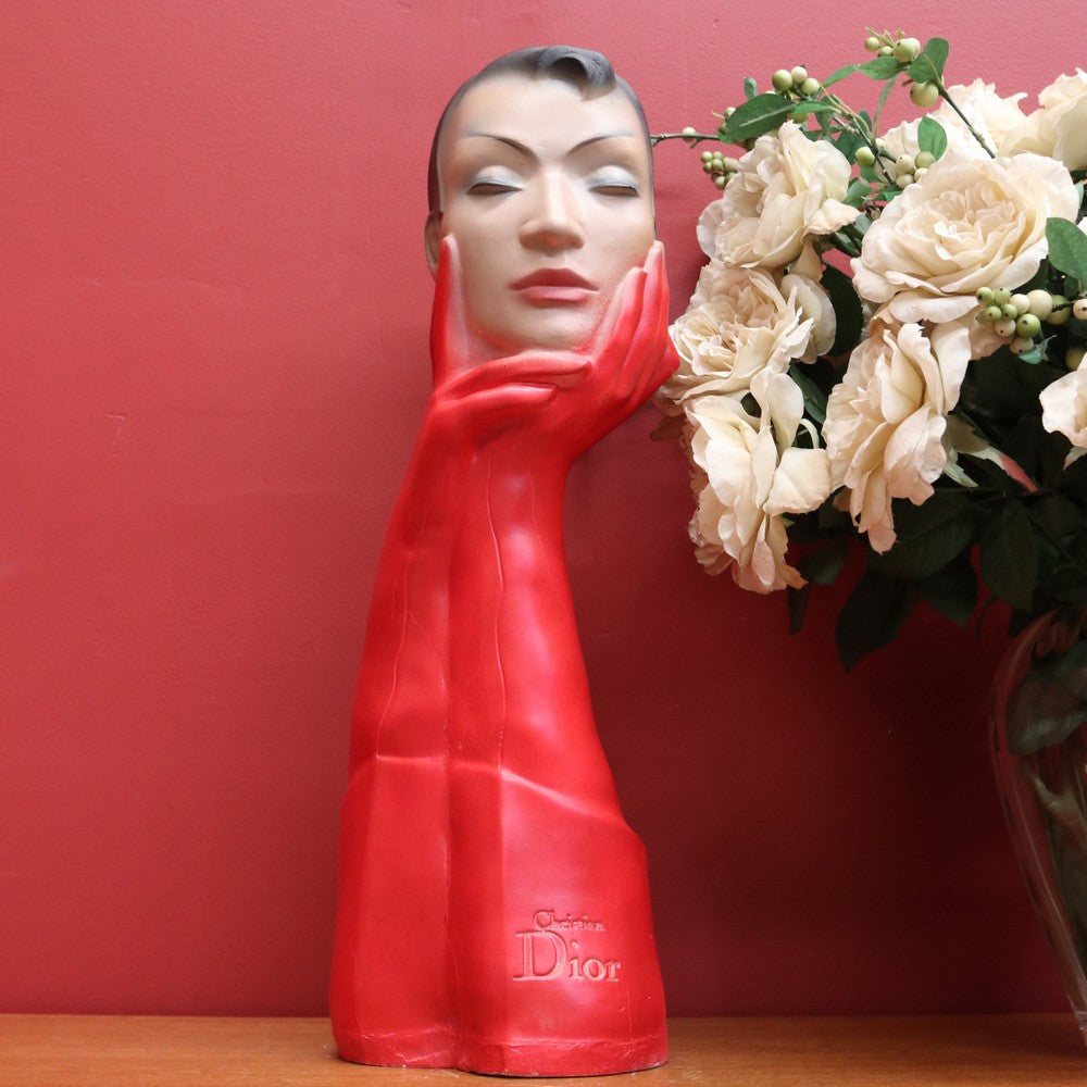 Christian Dior Paris Glove Face Mannequin, 1930-1950 Shop Display Mannequin Red B10477