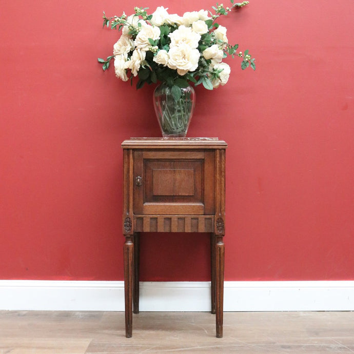 Antique French Oak and Marble Bedside Table, Bedside Cupboard, Lamp Table B10869