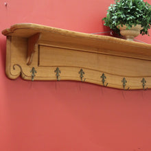 Load image into Gallery viewer, x SOLD French Oak Coat Rack Brass Fleur de Lis Hooks and Hat Display Shelf, Pot Holder B10628
