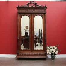 Load image into Gallery viewer, Antique French Armoire, Antique Brittany Oak and Mirror 2 Door Wardrobe Cupboard
