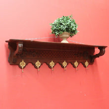 Load image into Gallery viewer, x SOLD Vintage French Coat Rack, 6 Brass Hook Umbrella, Coat, Scarf and Hat Wall Rack B11197
