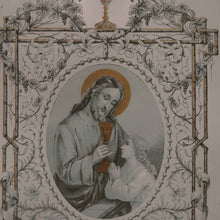 Load image into Gallery viewer, x SOLD Antique French Oak Frame with Certificate of Communion. Tapestry or Mirror Frame. B11258
