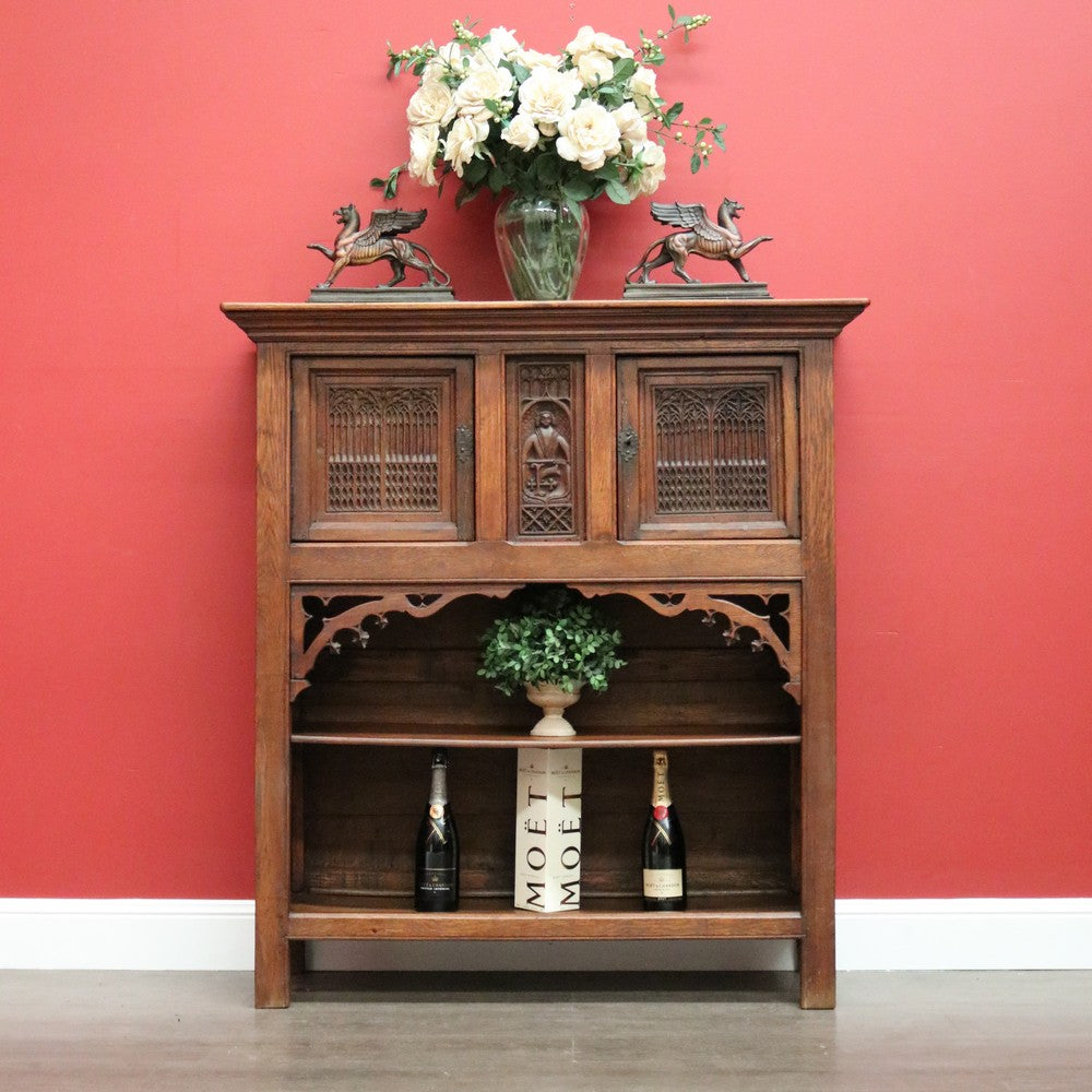Antique French Sacrament Cabinet, Church, Court Cabinet, Sideboard Bookcase Oak